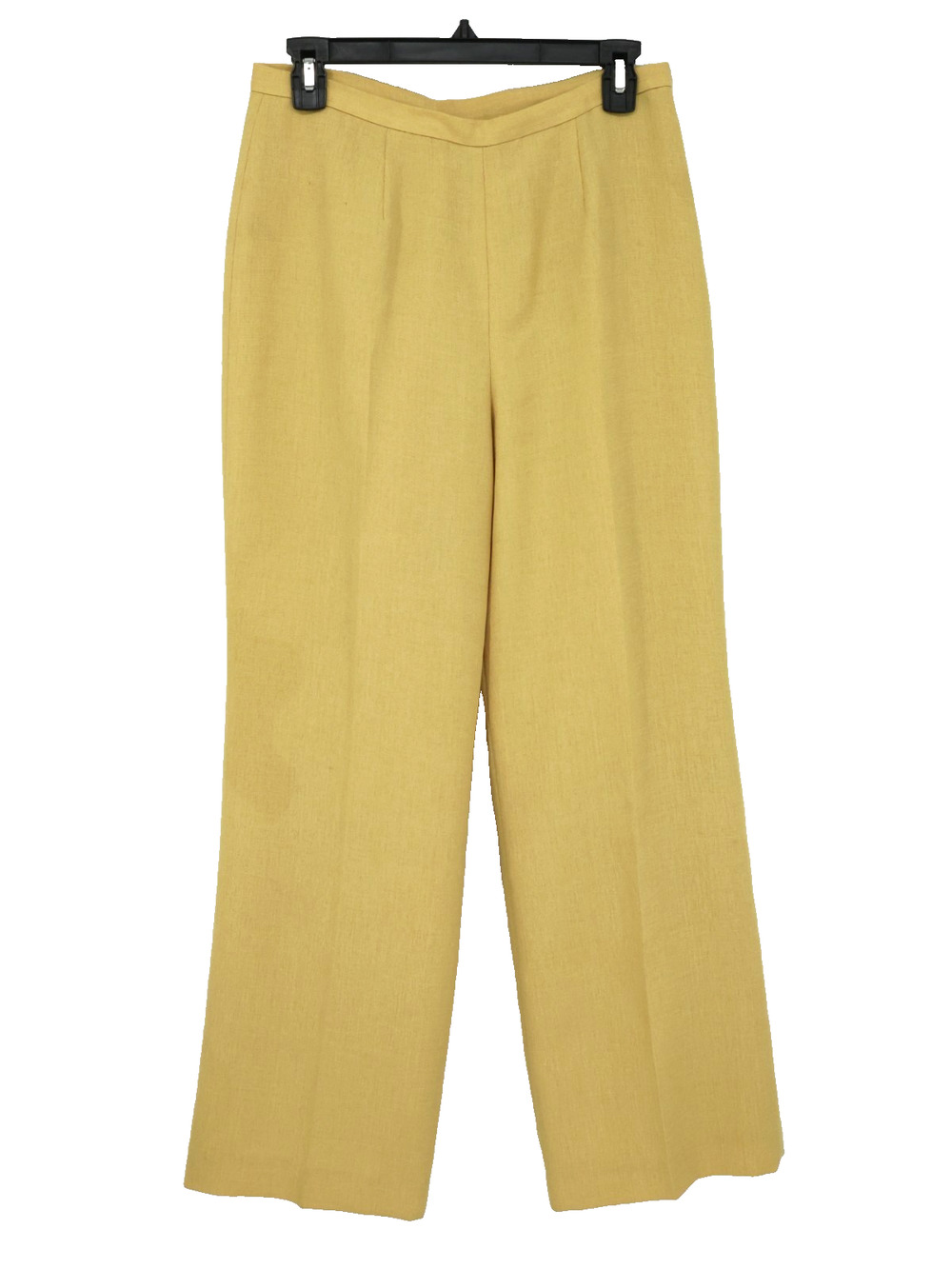 Le Suit Dress Pants Petites 8P Yellow Gold Lined Wide Leg Flat Front Side Zip